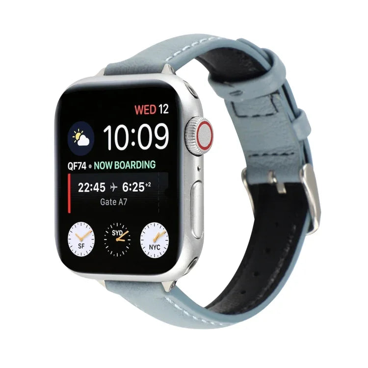 14mm 薄款真皮錶帶，適用於 Apple Watch Series，7 45mm / 6 & SE & 5 & 4 44mm / 3 & 2 & 1 42mm，7 41mm / 6 & SE & 5 & 4 40mm / 3 & 2 & 1 38mm