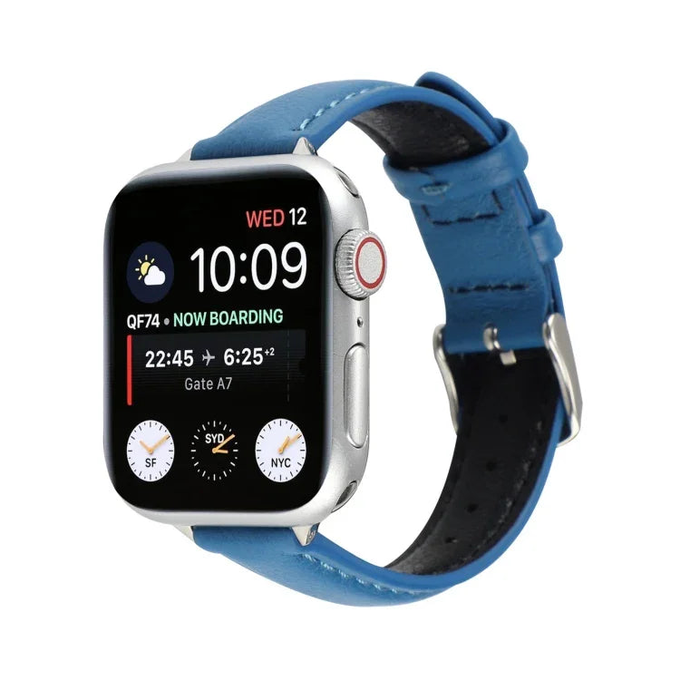 14mm 薄款真皮錶帶，適用於 Apple Watch Series，7 45mm / 6 & SE & 5 & 4 44mm / 3 & 2 & 1 42mm，7 41mm / 6 & SE & 5 & 4 40mm / 3 & 2 & 1 38mm