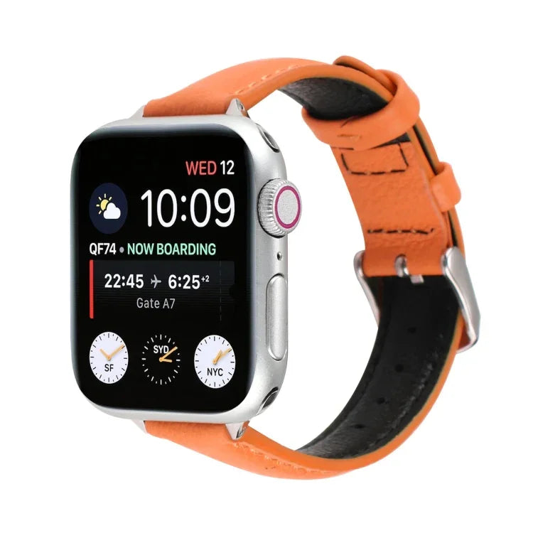 14mm 薄款真皮錶帶，適用於 Apple Watch Series，7 45mm / 6 & SE & 5 & 4 44mm / 3 & 2 & 1 42mm，7 41mm / 6 & SE & 5 & 4 40mm / 3 & 2 & 1 38mm