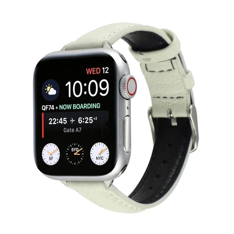 14mm 薄款真皮錶帶，適用於 Apple Watch Series，7 45mm / 6 & SE & 5 & 4 44mm / 3 & 2 & 1 42mm，7 41mm / 6 & SE & 5 & 4 40mm / 3 & 2 & 1 38mm