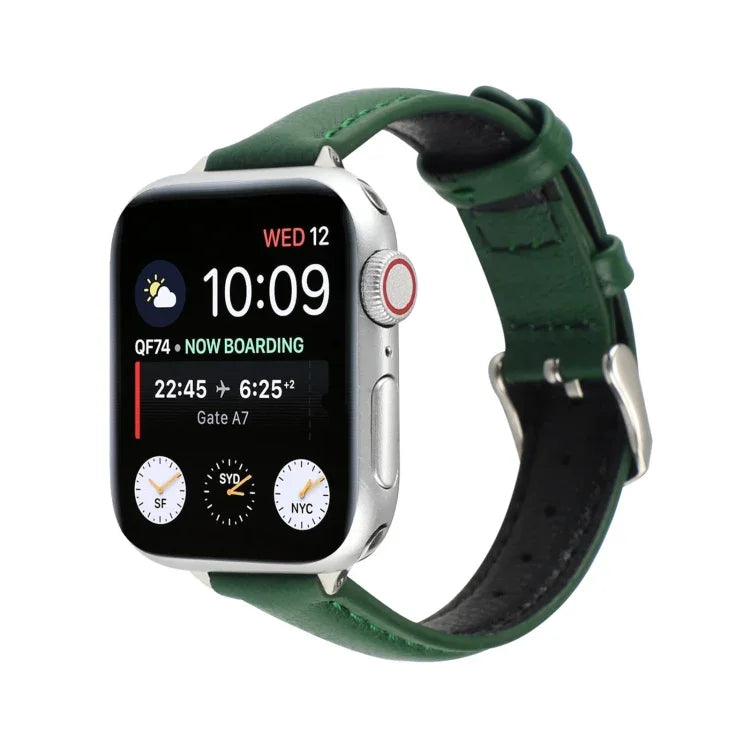 14mm 薄款真皮錶帶，適用於 Apple Watch Series，7 45mm / 6 & SE & 5 & 4 44mm / 3 & 2 & 1 42mm，7 41mm / 6 & SE & 5 & 4 40mm / 3 & 2 & 1 38mm