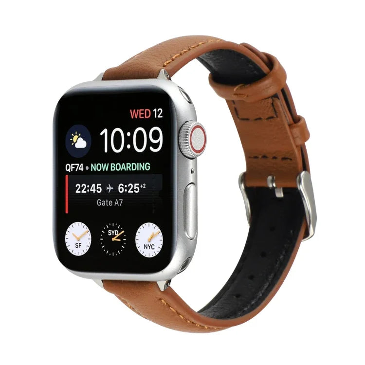 14mm 薄款真皮錶帶，適用於 Apple Watch Series，7 45mm / 6 & SE & 5 & 4 44mm / 3 & 2 & 1 42mm，7 41mm / 6 & SE & 5 & 4 40mm / 3 & 2 & 1 38mm