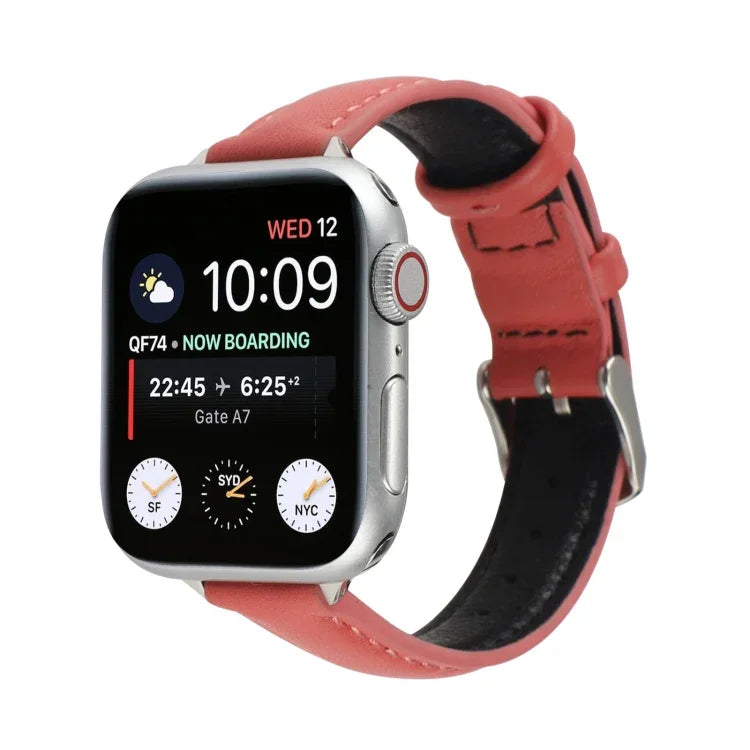 14mm 薄款真皮錶帶，適用於 Apple Watch Series，7 45mm / 6 & SE & 5 & 4 44mm / 3 & 2 & 1 42mm，7 41mm / 6 & SE & 5 & 4 40mm / 3 & 2 & 1 38mm