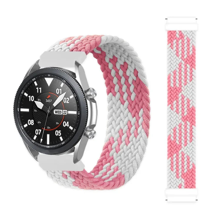 適用於 Samsung Galaxy Watch 46mm 可調節尼龍編織彈性替換錶帶，165mm