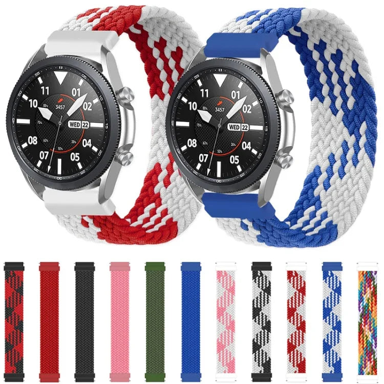 適用於 Samsung Galaxy Watch 3 41mm 可調節尼龍編織彈性替換錶帶，165mm