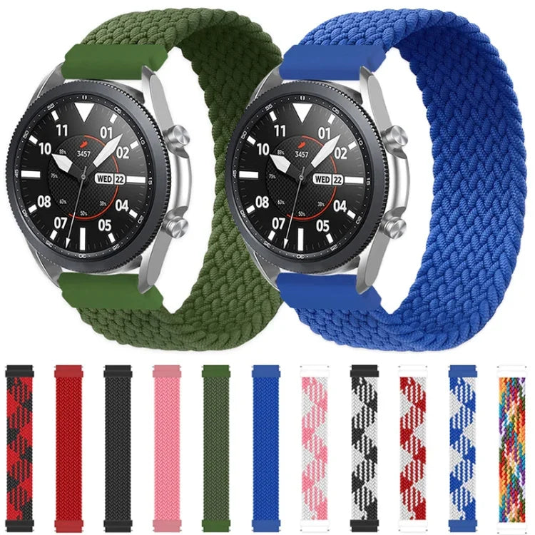 適用於 Samsung Galaxy Watch 3 45mm 可調節尼龍編織彈性替換錶帶，165mm