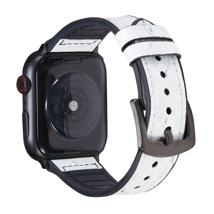 鴕鳥紋理皮革替換錶帶 適用於 Apple Watch Series，7 45mm / 6 & SE & 5 & 4 44mm / 3 & 2 & 1 42mm，7 41mm / 6 & SE & 5 & 4 40mm / 3 & 2 & 1 38mm