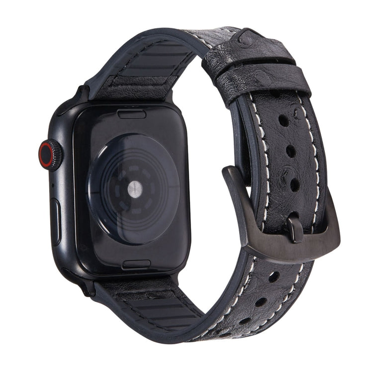 鴕鳥紋理皮革替換錶帶 適用於 Apple Watch Series，7 45mm / 6 & SE & 5 & 4 44mm / 3 & 2 & 1 42mm，7 41mm / 6 & SE & 5 & 4 40mm / 3 & 2 & 1 38mm