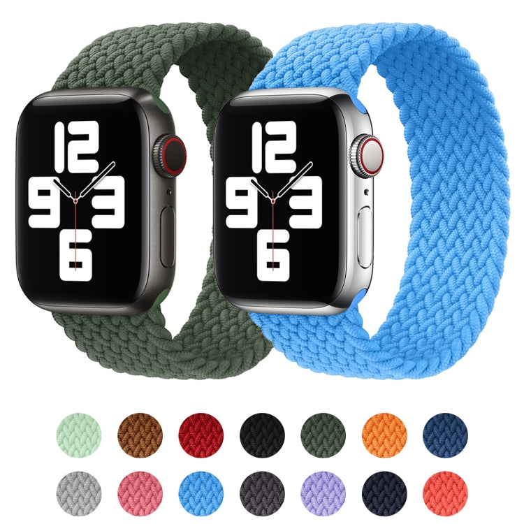 金屬頭編織尼龍純色替換錶帶，適用於 Apple Watch Series 6 & SE & 5 & 4 44mm / 3 & 2 & 1 42mm，XS 135mm、S 145mm、M 155mm