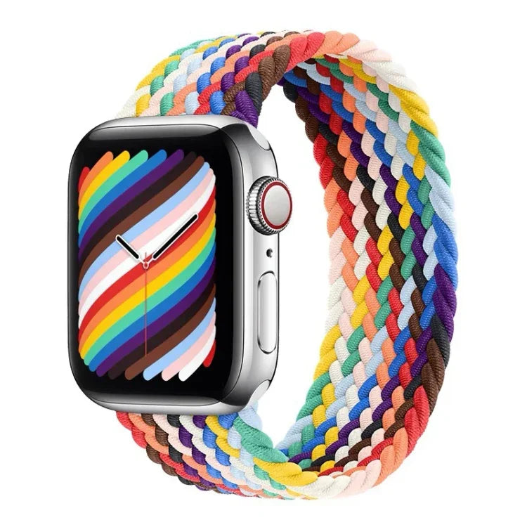 彩虹編織單環替換錶帶，尺寸：S 135mm 適用於 Apple Watch Series 6 & SE & 5 & 4 44mm / 3 & 2 & 1 42mm，S 135mm 44mm / 42mm
