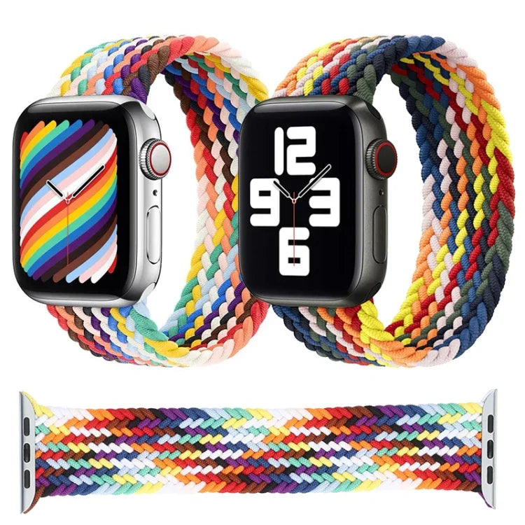 彩虹編織單環替換錶帶，尺寸：S 135mm 適用於 Apple Watch Series 6 & SE & 5 & 4 44mm / 3 & 2 & 1 42mm，S 135mm 44mm / 42mm