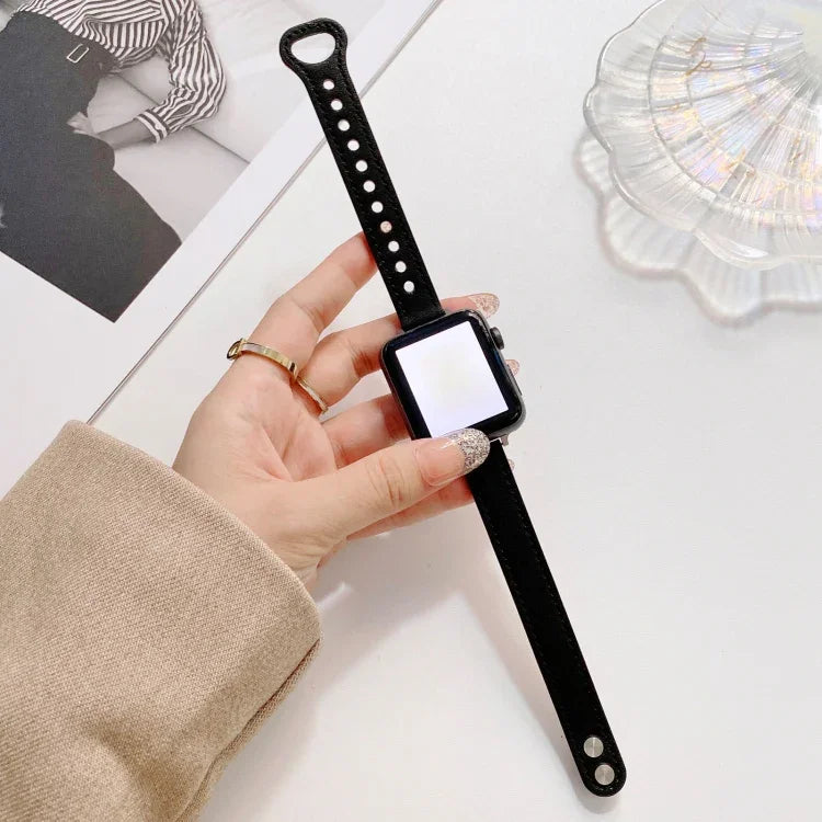 雙釘扣真皮錶帶 適用於 Apple Watch Series，7 45mm / 6 & SE & 5 & 4 44mm / 3 & 2 & 1 42mm，7 41mm / 6 & SE & 5 & 4 40mm / 3 & 2 & 1 38mm