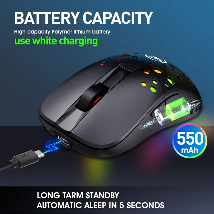 HXSJ T100 10000 DPI RGB 巨集定義有線無線雙模滑鼠