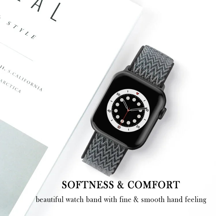 波浪紋尼龍替換錶帶，適用於 Apple Watch 系列，7 45mm / 6 & SE & 5 & 4 44mm / 3 & 2 & 1 42mm，7 41mm / 6 & SE & 5 & 4 40mm / 3 & 2 & 1 38mm