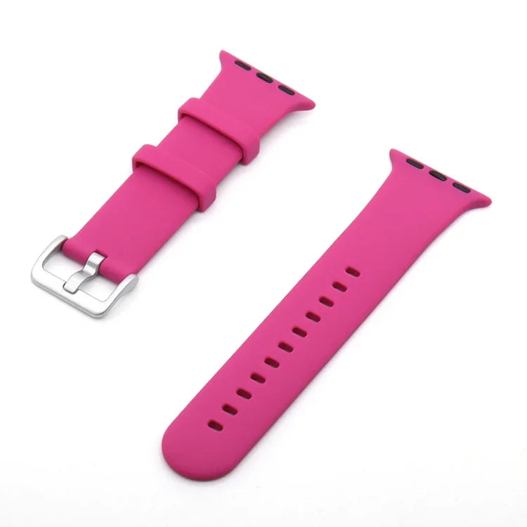 Silver Buckle Silicone Replacement Strap Watchband, For Apple Watch Series 7  41mm / & 6 & SE & 5 & 4 40mm, For Apple Watch Series  7  45mm / & 6 & SE & 5 & 4 44mm