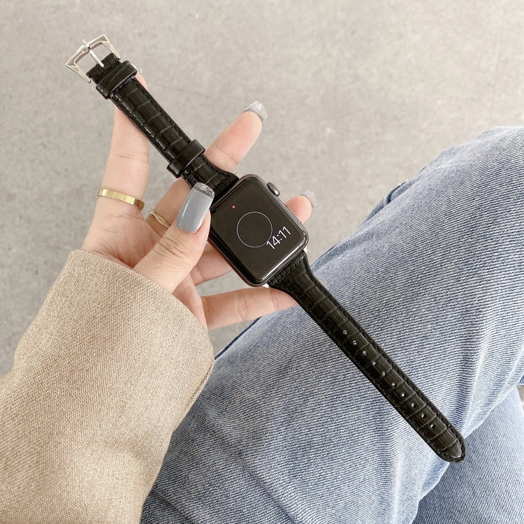 鱷魚紋皮革替換錶帶, 適用於 Apple Watch Series 7 41mm / & 6 & SE & 5 & 4 40mm, 適用於 Apple Watch Series 7 45mm / & 6 & SE & 5 & 4 44mm