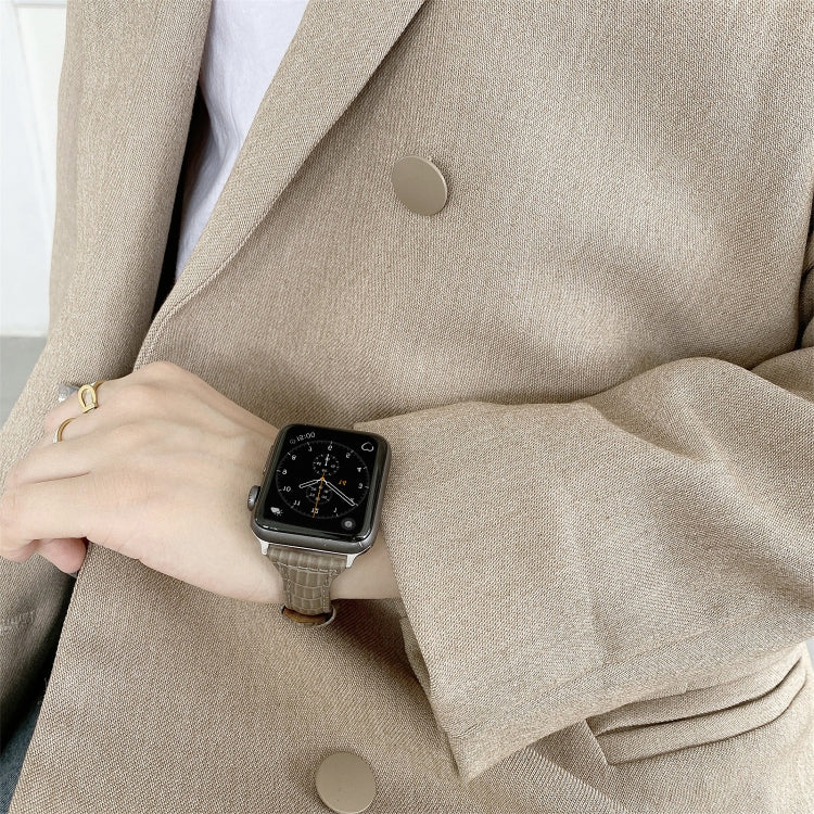 鱷魚紋皮革替換錶帶, 適用於 Apple Watch Series 7 41mm / & 6 & SE & 5 & 4 40mm, 適用於 Apple Watch Series 7 45mm / & 6 & SE & 5 & 4 44mm
