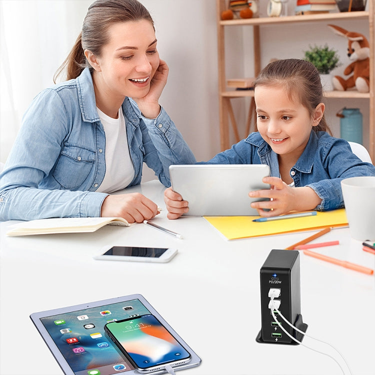 6合1 65W PD USB-C / Type-C + QC 3.0 USB + 4 USB 多埠旅行充電器，US插頭，EU插頭，UK插頭，AU插頭