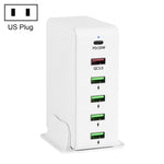 6合1 65W PD USB-C / Type-C + QC 3.0 USB + 4 USB 多埠旅行充電器，US插頭，EU插頭，UK插頭，AU插頭