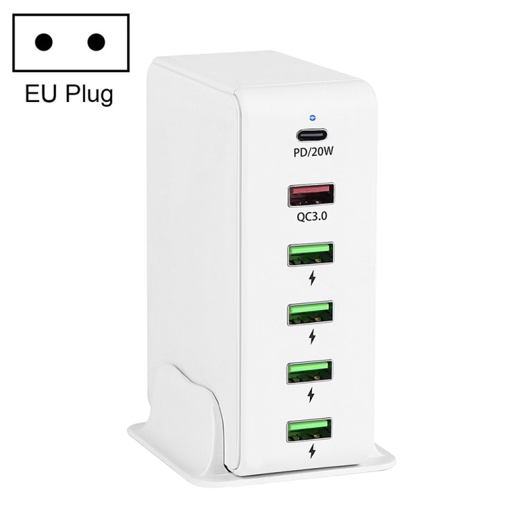 6合1 65W PD USB-C / Type-C + QC 3.0 USB + 4 USB 多埠旅行充電器，US插頭，EU插頭，UK插頭，AU插頭