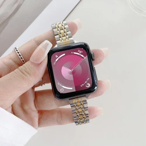七珠鋼替換錶帶，適用於 Apple Watch Series 7 41mm / & 6 & SE & 5 & 4 40mm，Apple Watch Series 7 45mm / & 6 & SE & 5 & 4 44mm