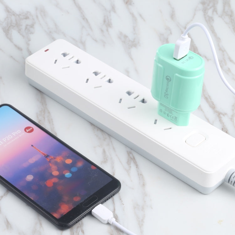 13-3 QC3.0 單USB介面馬卡龍旅行充電器，EU插頭，US插頭