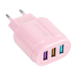 13-222 QC3.0 USB + 2.1A 雙USB埠馬卡龍旅行充電器，EU插頭，US插頭