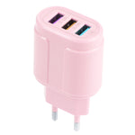 13-222 QC3.0 USB + 2.1A 雙USB埠馬卡龍旅行充電器，EU插頭，US插頭