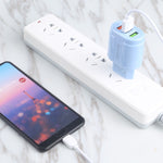 13-222 QC3.0 USB + 2.1A 雙USB埠馬卡龍旅行充電器，EU插頭，US插頭