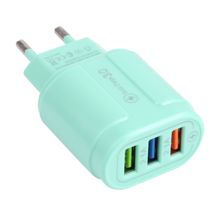13-222 QC3.0 USB + 2.1A 雙USB埠馬卡龍旅行充電器，EU插頭，US插頭
