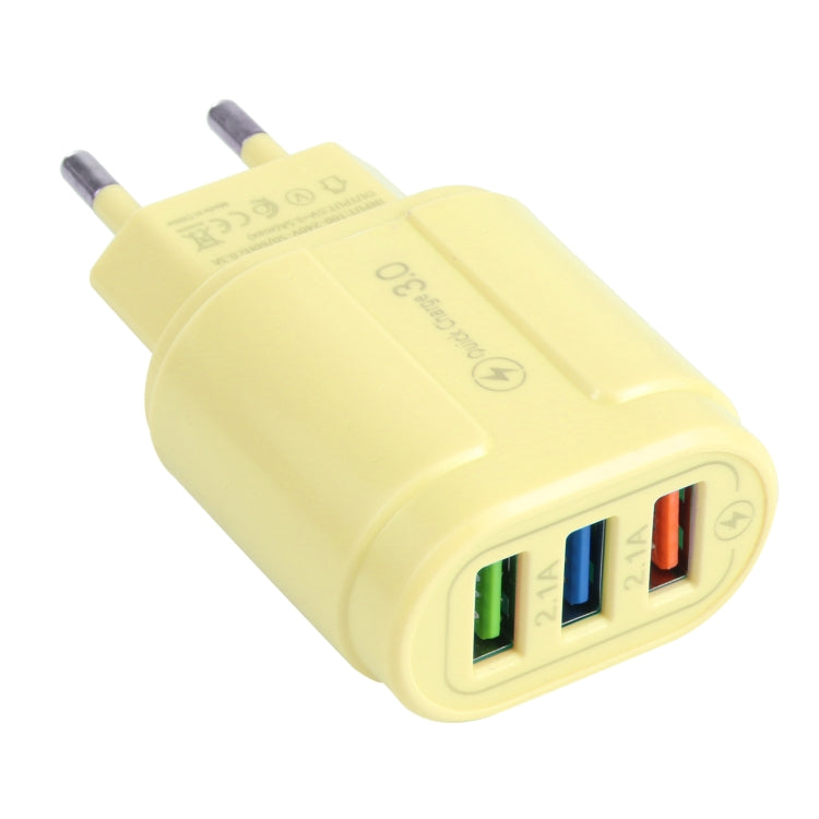 13-222 QC3.0 USB + 2.1A 雙USB埠馬卡龍旅行充電器，EU插頭，US插頭