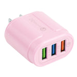 13-222 QC3.0 USB + 2.1A 雙USB埠馬卡龍旅行充電器，EU插頭，US插頭