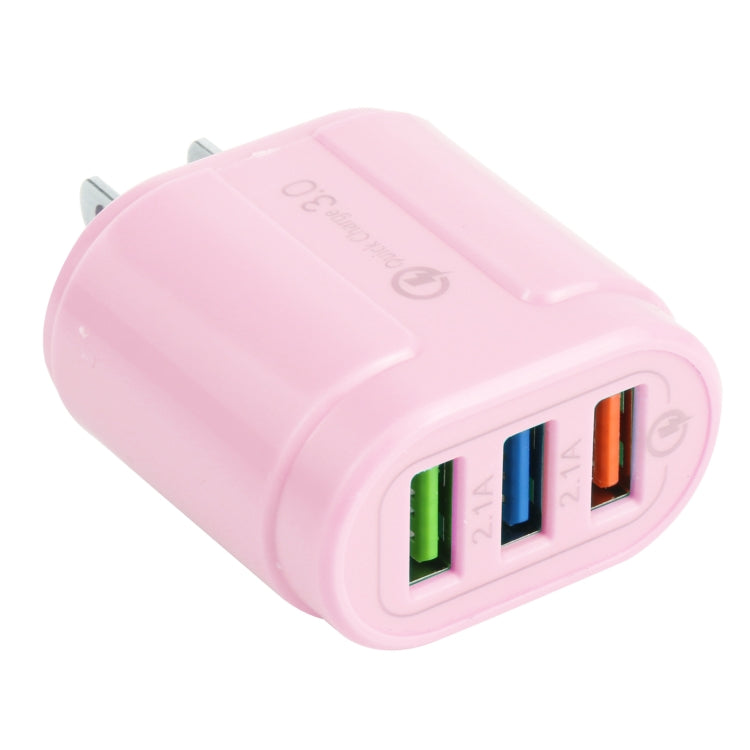13-222 QC3.0 USB + 2.1A 雙USB埠馬卡龍旅行充電器，EU插頭，US插頭