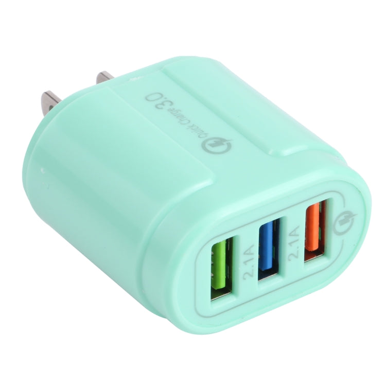 13-222 QC3.0 USB + 2.1A 雙USB埠馬卡龍旅行充電器，EU插頭，US插頭
