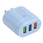 13-222 QC3.0 USB + 2.1A 雙USB埠馬卡龍旅行充電器，EU插頭，US插頭