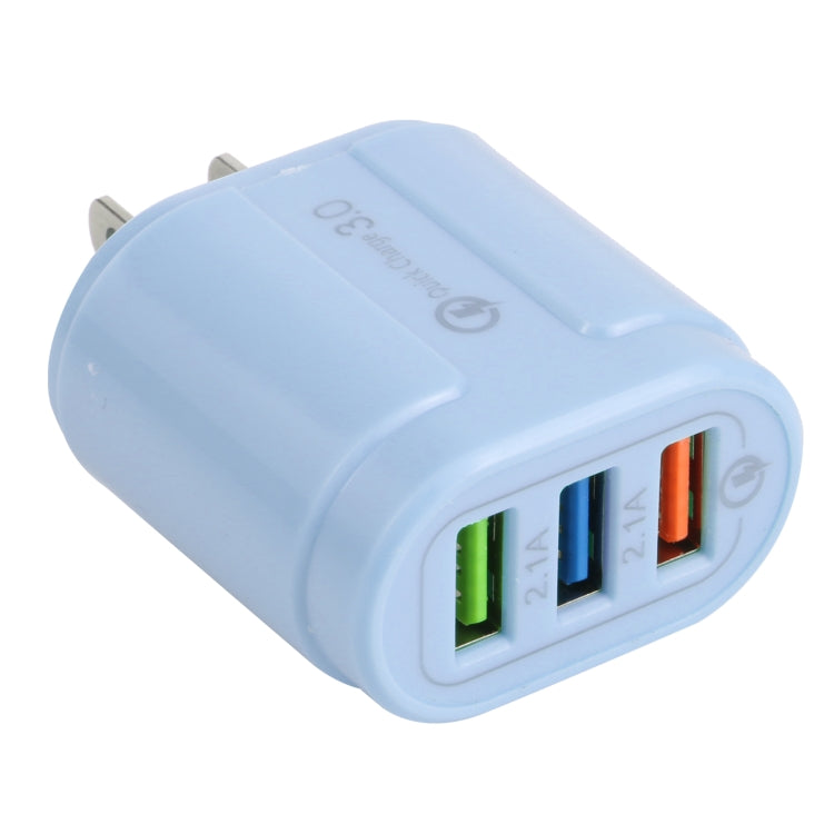 13-222 QC3.0 USB + 2.1A 雙USB埠馬卡龍旅行充電器，EU插頭，US插頭