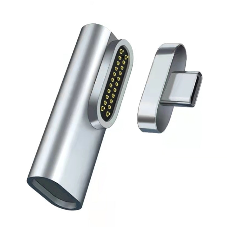 100W USB-C / Type-C 母頭轉 20 針磁吸 USB-C / Type-C 公頭彎頭轉接器