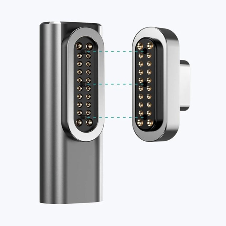 100W USB-C / Type-C 母頭轉 20 針磁吸 USB-C / Type-C 公頭彎頭轉接器