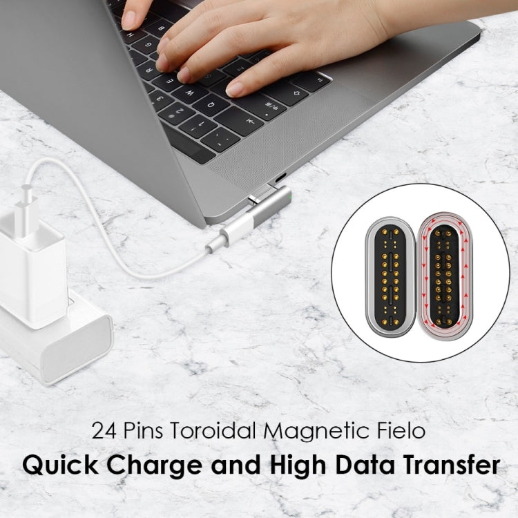 100W USB-C / Type-C 母頭轉 20 針磁吸 USB-C / Type-C 公頭彎頭轉接器