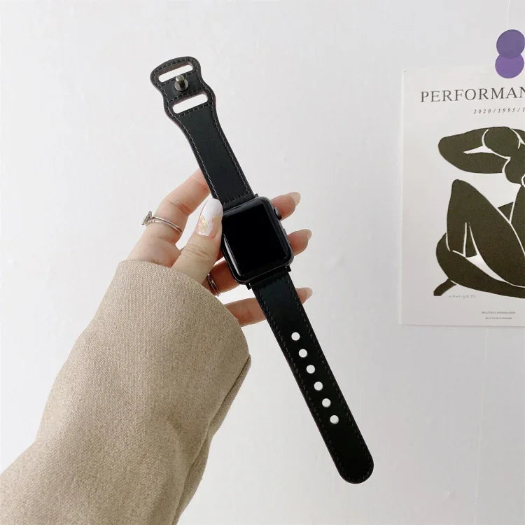8字形扣復古皮革替換錶帶，適用於 Apple Watch 系列，7 41mm / 6 & SE & 5 & 4 40mm / 3 & 2 & 1 38mm，7 45mm / 6 & SE & 5 & 4 44mm / 3 & 2 & 1 42mm