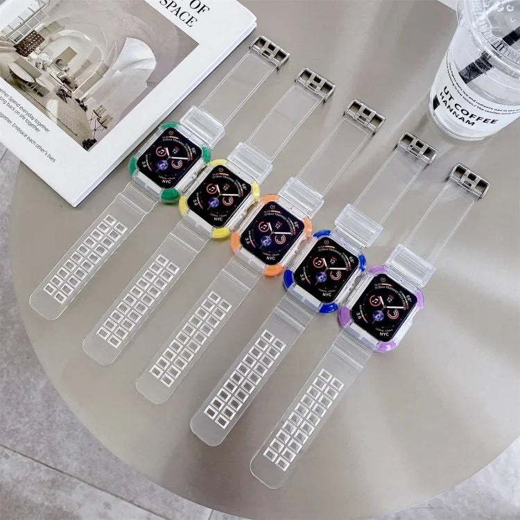 一體化色彩對比替換錶帶，適用於 Apple Watch 系列，7 41mm / 6 & SE & 5 & 4 40mm / 3 & 2 & 1 38mm，7 45mm / 6 & SE & 5 & 4 44mm / 3 & 2 & 1 42mm