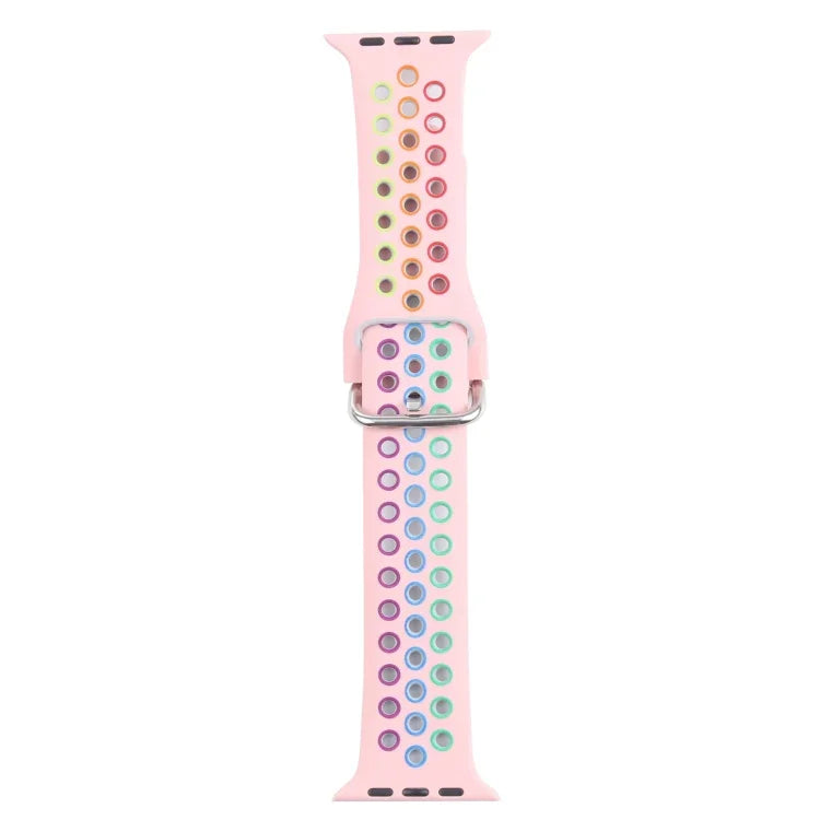 Metal Buckle Silicone Replacement Watchband For Apple Watch Series, 7 41mm / 6 & SE & 5 & 4 40mm / 3 & 2 & 1 38mm, 7 45mm / 6 & SE & 5 & 4 44mm / 3 & 2 & 1 42mm