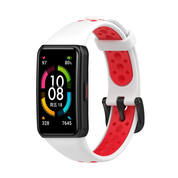 For Huawei Band 6 / Honor Band 6 Universal Two-color Breathable Silicone Replacement Strap Watchband