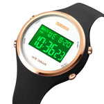 SKMEI 1720 圓盤 LED 數字顯示夜光矽膠錶帶電子錶