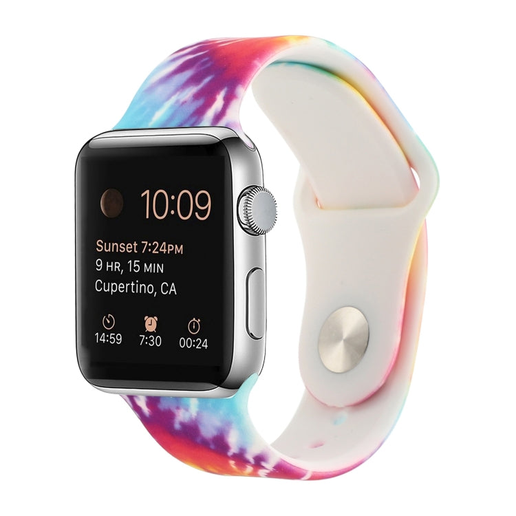 Silicone Painted Pattern Replacement Watchband For Apple Watch Series, 7 45mm / 6 & SE & 5 & 4 44mm / 3 & 2 & 1 42mm, 7 41mm / 6 & SE & 5 & 4 40mm / 3 & 2 & 1 38mm