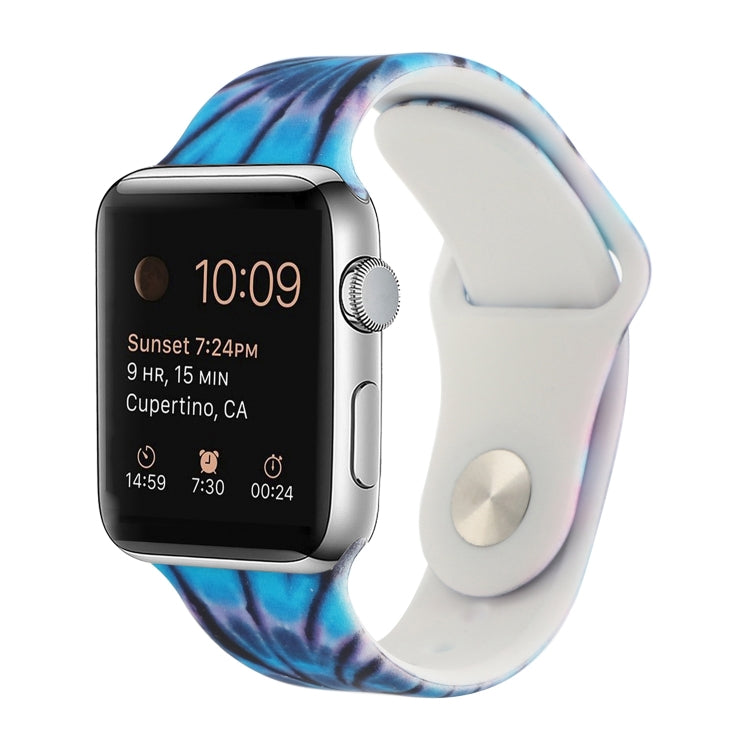 Silicone Painted Pattern Replacement Watchband For Apple Watch Series, 7 45mm / 6 & SE & 5 & 4 44mm / 3 & 2 & 1 42mm, 7 41mm / 6 & SE & 5 & 4 40mm / 3 & 2 & 1 38mm