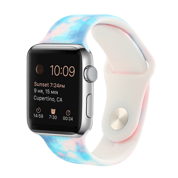 Silicone Painted Pattern Replacement Watchband For Apple Watch Series, 7 45mm / 6 & SE & 5 & 4 44mm / 3 & 2 & 1 42mm, 7 41mm / 6 & SE & 5 & 4 40mm / 3 & 2 & 1 38mm