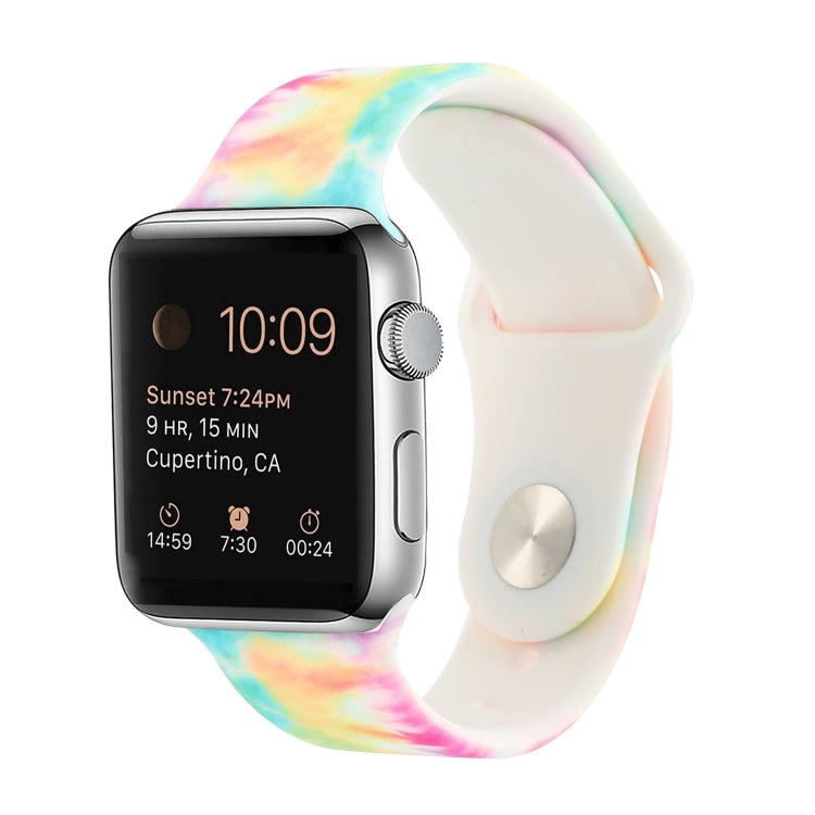 Silicone Painted Pattern Replacement Watchband For Apple Watch Series, 7 45mm / 6 & SE & 5 & 4 44mm / 3 & 2 & 1 42mm, 7 41mm / 6 & SE & 5 & 4 40mm / 3 & 2 & 1 38mm