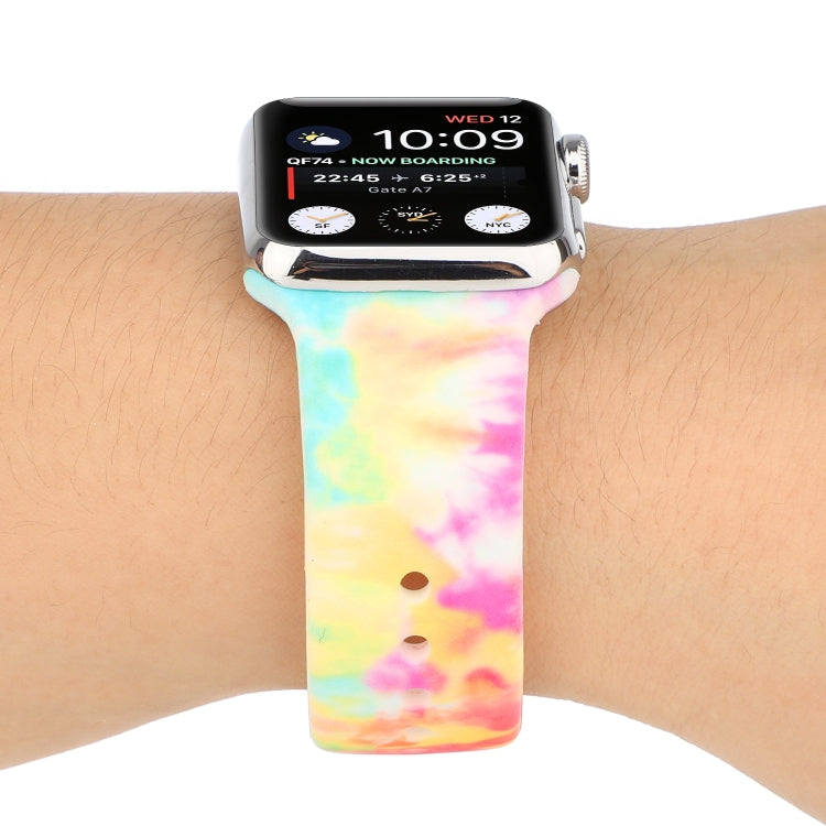 Silicone Painted Pattern Replacement Watchband For Apple Watch Series, 7 45mm / 6 & SE & 5 & 4 44mm / 3 & 2 & 1 42mm, 7 41mm / 6 & SE & 5 & 4 40mm / 3 & 2 & 1 38mm