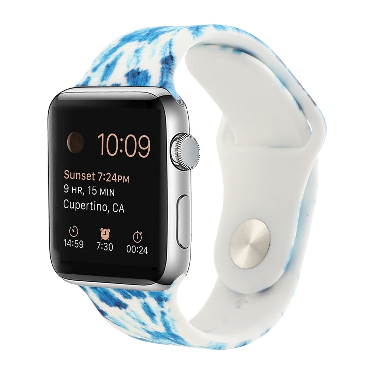 Silicone Painted Pattern Replacement Watchband For Apple Watch Series, 7 45mm / 6 & SE & 5 & 4 44mm / 3 & 2 & 1 42mm, 7 41mm / 6 & SE & 5 & 4 40mm / 3 & 2 & 1 38mm